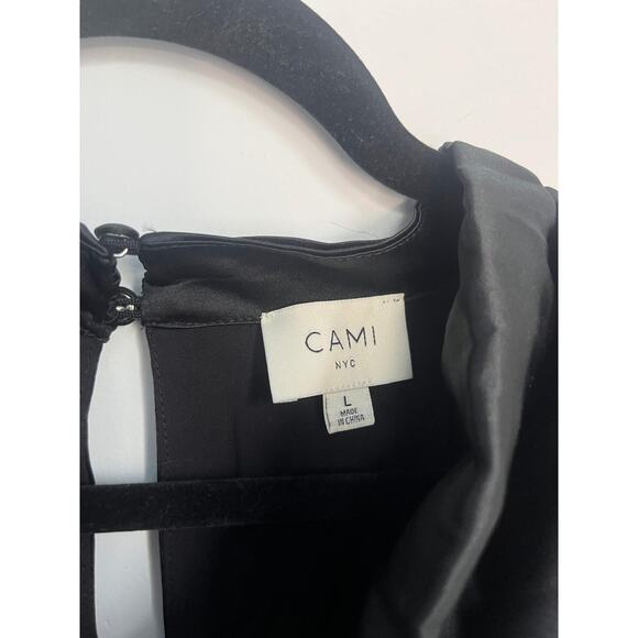 Cami NYC Black Bodysuit Women L Sleeveless Satin Thong Snap Back‎ - Picture 3 of 6